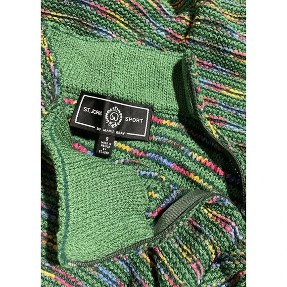 St. John Sport Size Medium Mock Neck Sweater Rainbow Stripe Women's Wool Blend - Picture 15 of 16
